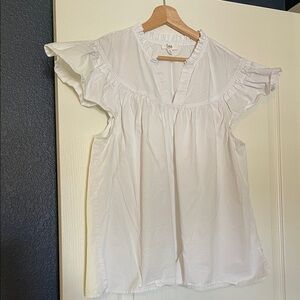 Elegant White Ruffle Sleeve Blouse